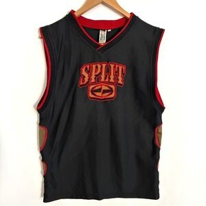 Vtg Split Basketball Jersey Mens M Sleeveless Embroidered Skater Grunge Surf Y2K